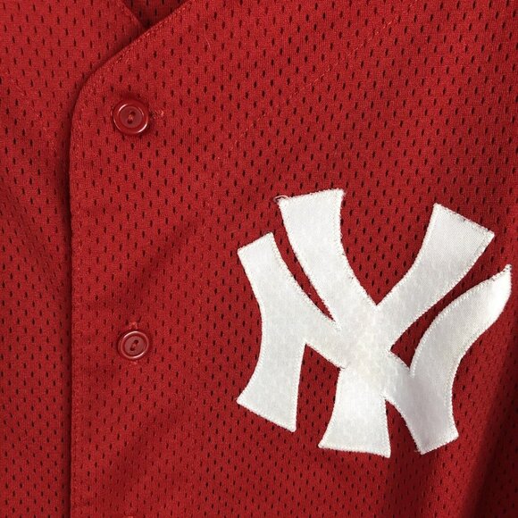 Vintage Majestic New York Yankees Jersey Men L  Red Mesh Made In USA  90s - Picture 11 of 16